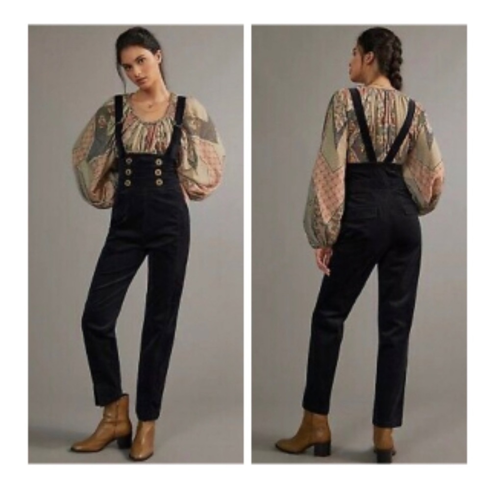 Anthropologie Buttoned Pinafore Corduroy Pants Jumpsuit